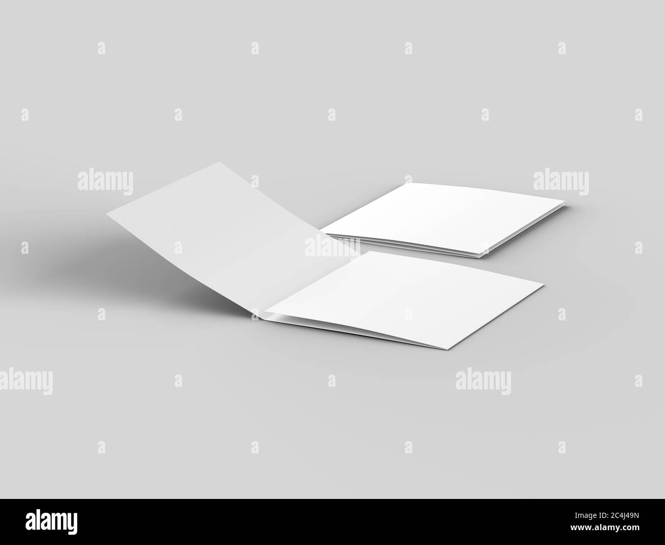 Open tri-folded leaflet in square format Stock Photo - Alamy