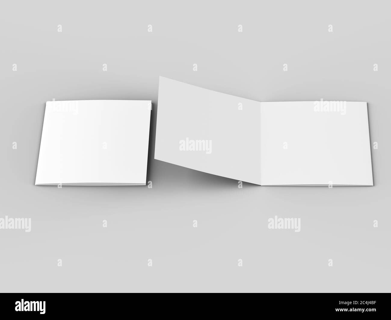 Open tri-folded leaflet in square format Stock Photo - Alamy