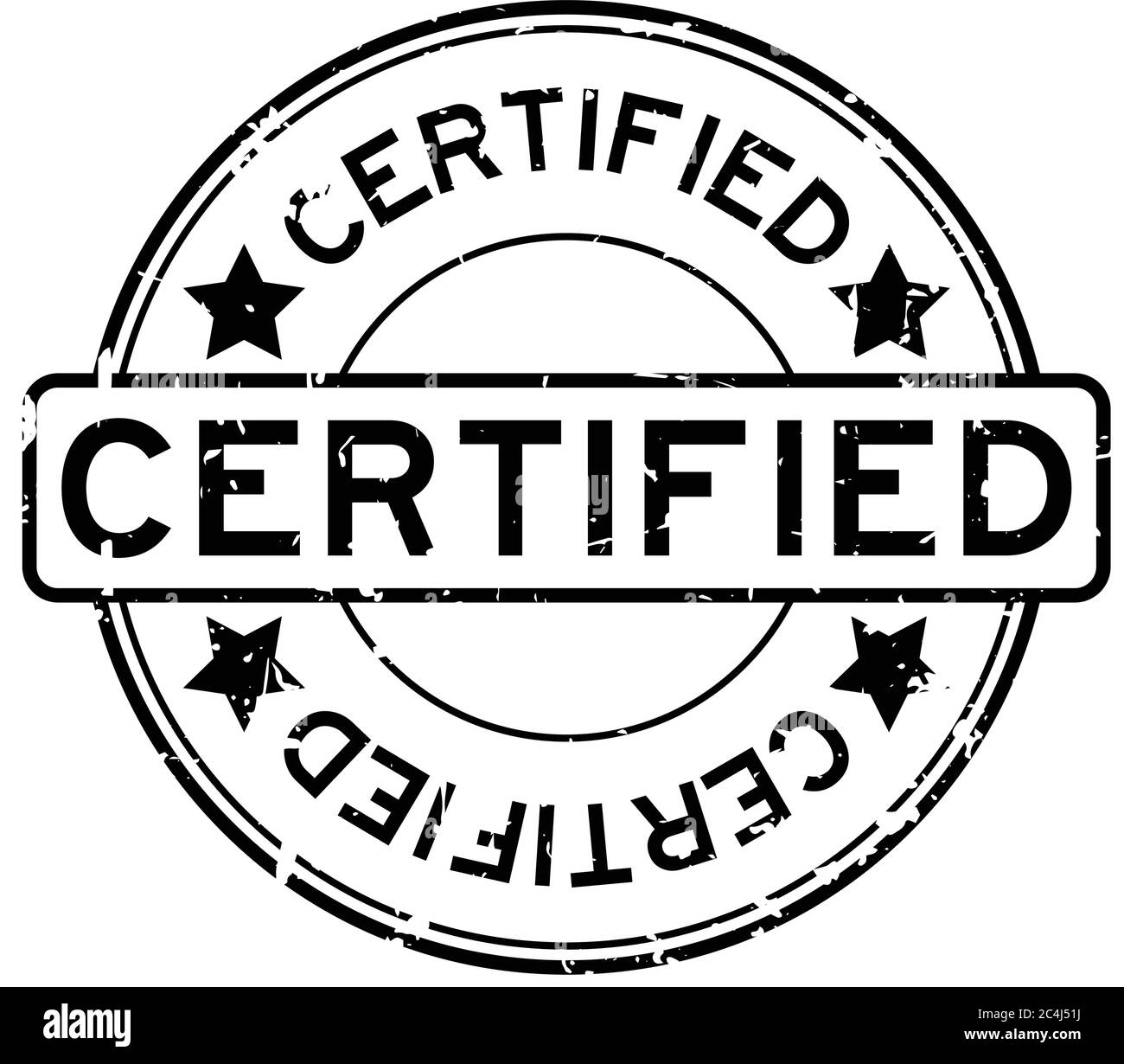 Grunge black certified word round rubber seal stamp on white background ...