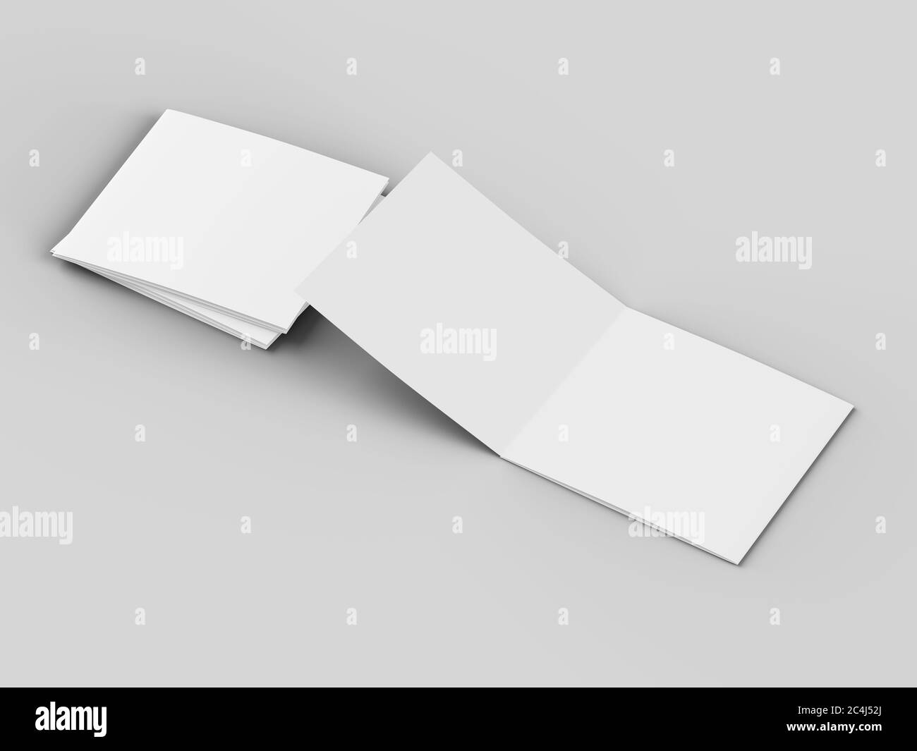 Open tri-folded leaflet in square format Stock Photo - Alamy