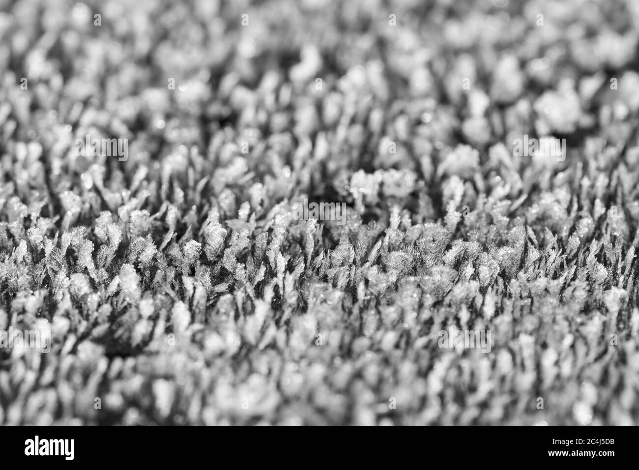 Closeup macro shot of beautiful tiny ice crystals Stock Photo