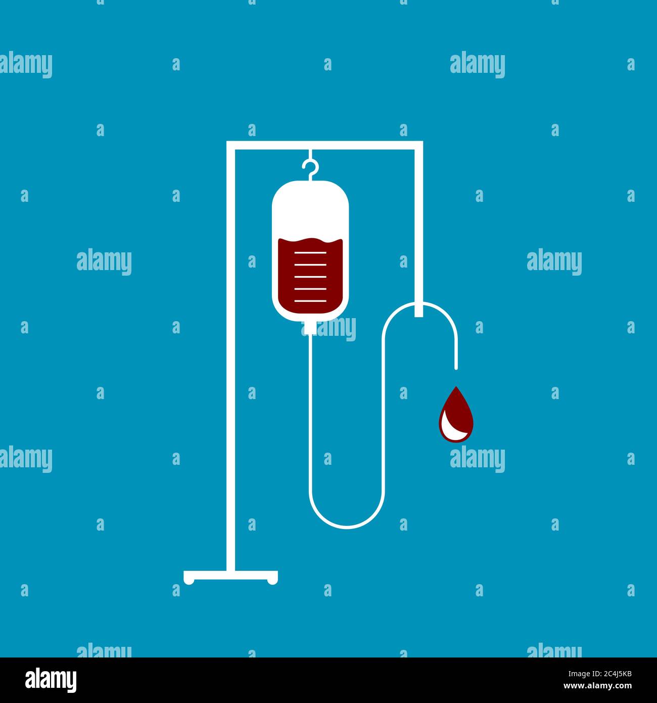 IV stand with blood transfusion bottle. Drip bag with packed red blood