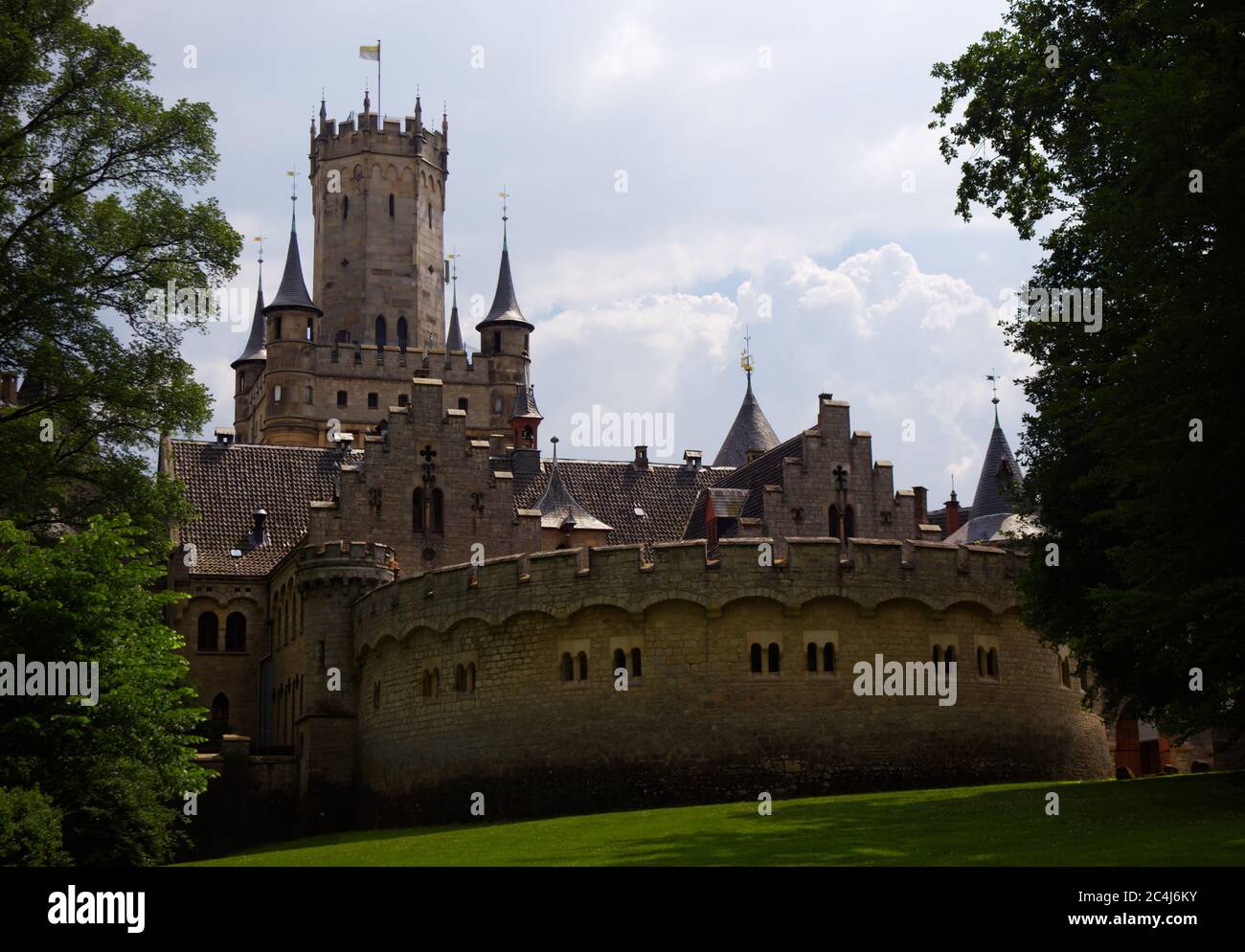 Beautiful castle in the forest Stock Photo