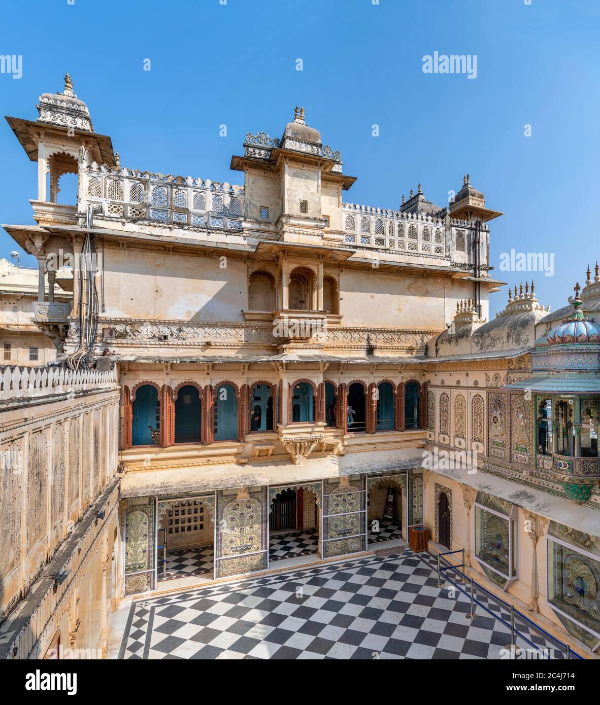 Mor Chowk ( Peacock Courtyard) in the City Palace, Old City, Udaipur, Rajasthan, India Stock Photo