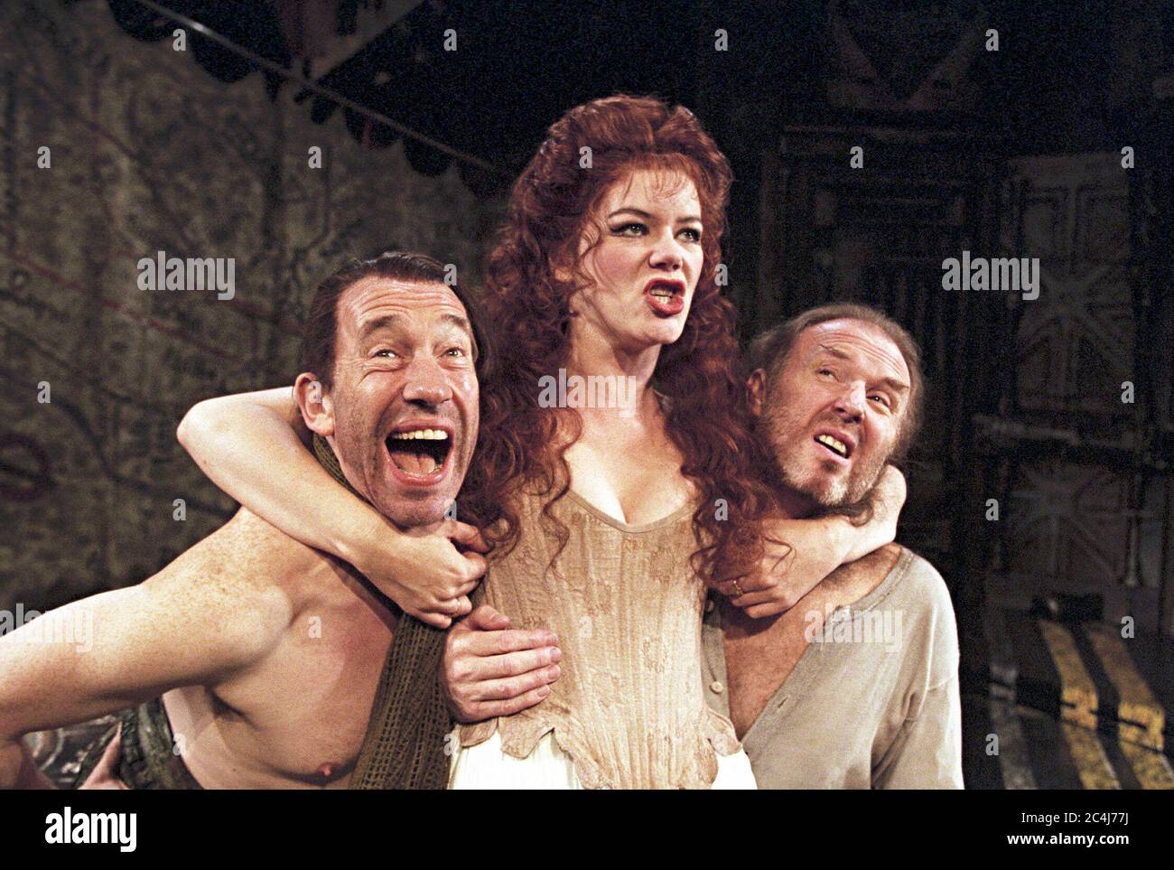l-r: Simon Callow (Face), Josie Lawrence (Doll Common), Tim Pigott-Smith (Subtle) in THE ALCHEMIST by Ben Jonson at the Birmingham Rep, Birmingham, England  16/09/1996 a Birmingham Repertory Theatre co-production with the National Theatre (NT), London  director: Bill Alexander Stock Photo
