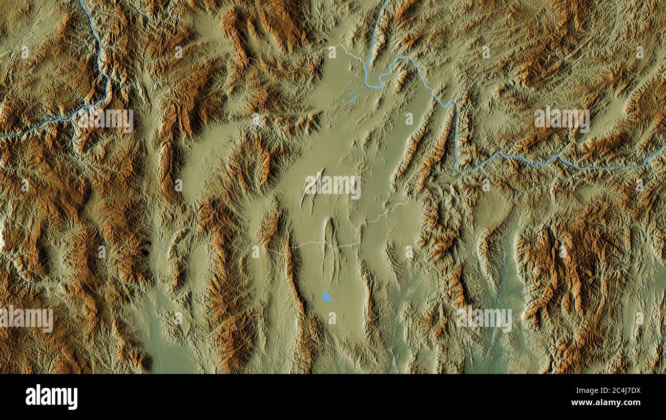 Chiang Rai, province of Thailand. Colored relief with lakes and rivers ...