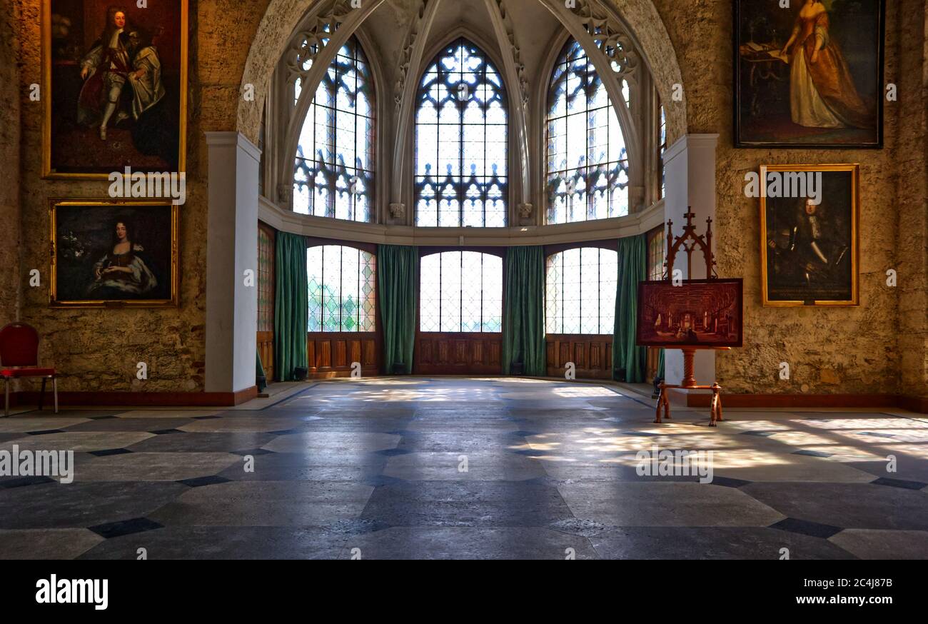 historic hall with paintings in a castle Stock Photo