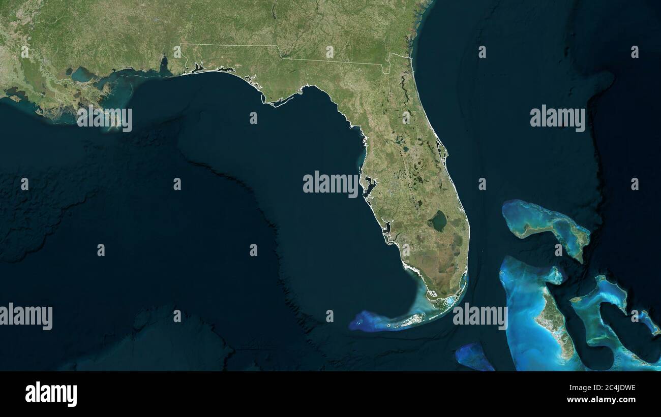 Satellite Map Of Florida Florida, State Of United States. Satellite Imagery. Shape Outlined Against  Its Country Area. 3D Rendering Stock Photo - Alamy