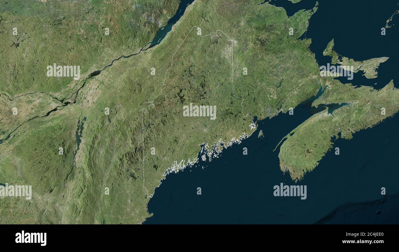 Satellite Map Of Maine Maine, State Of United States. Satellite Imagery. Shape Outlined Against  Its Country Area. 3D Rendering Stock Photo - Alamy