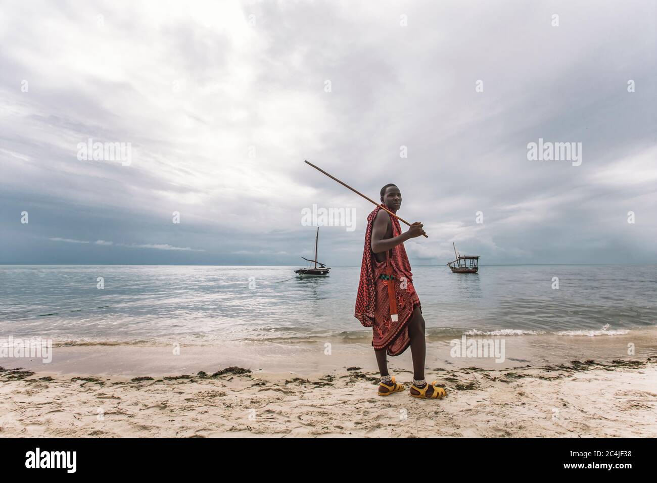 Maasai Man on the beach Stock Photo
