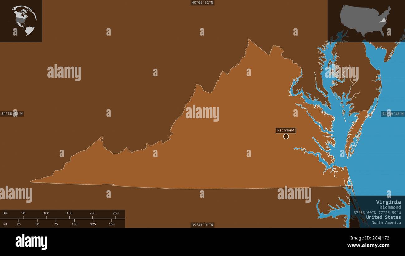 Map Of Virginia Rivers Hi Res Stock Photography And Images Alamy Virginia State Of United States Patterned Solids With Lakes And Rivers Shape Presented Against Its Country Area With Informative Overlays 3d Rende 2C4JH72 
