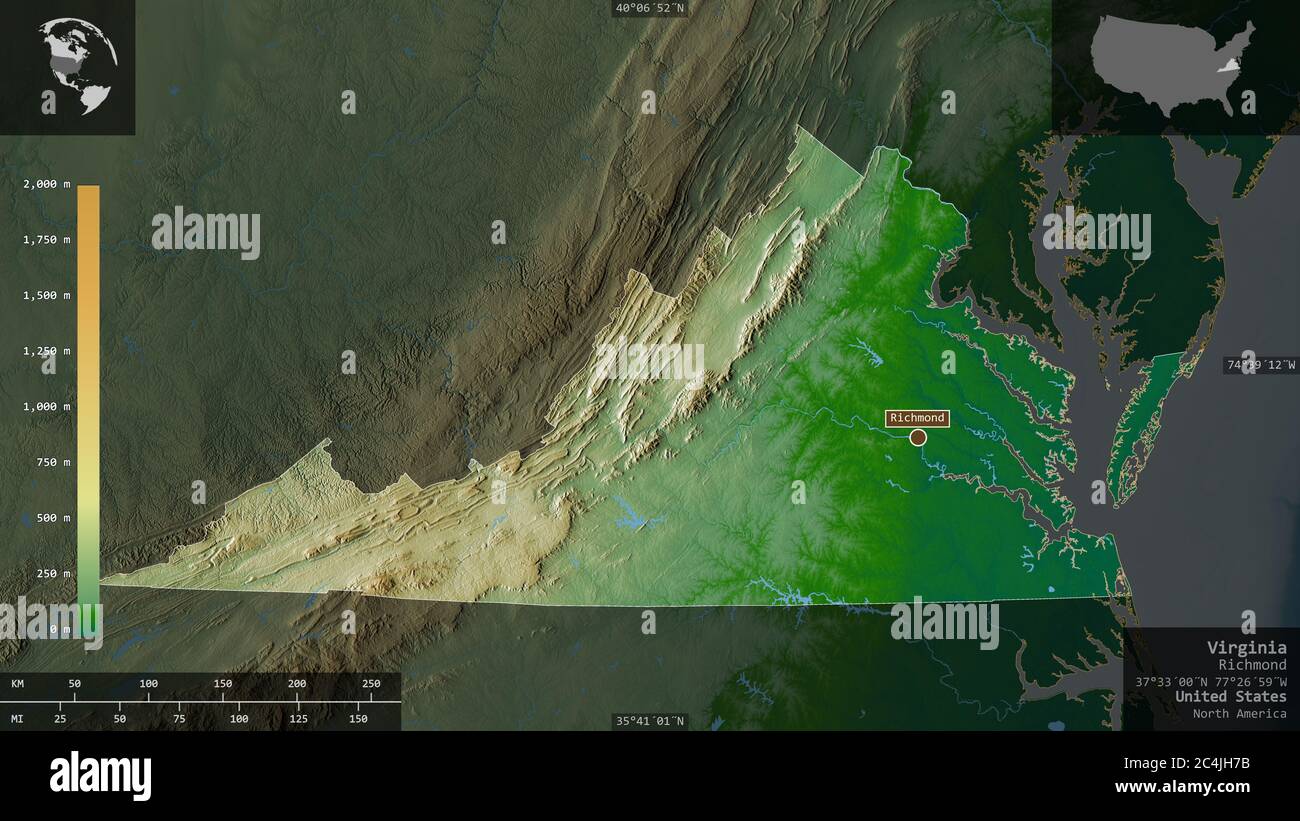 Map Of Virginia Rivers Hi Res Stock Photography And Images Alamy Virginia State Of United States Colored Shader Data With Lakes And Rivers Shape Presented Against Its Country Area With Informative Overlays 3d Re 2C4JH7B 