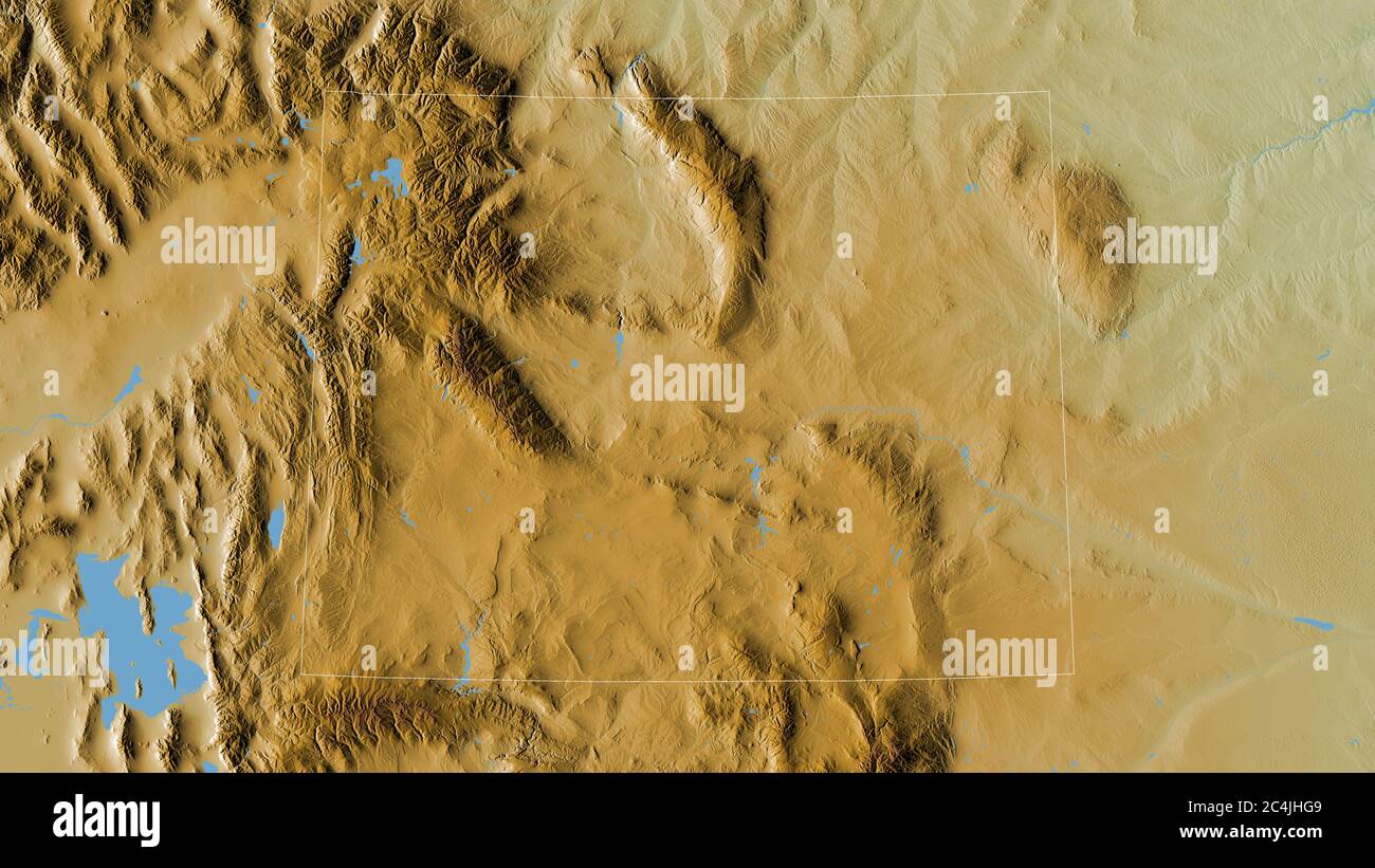 Physical Map Of Wyoming Hi Res Stock Photography And Images Alamy Wyoming State Of United States Colored Shader Data With Lakes And Rivers Shape Outlined Against Its Country Area 3d Rendering 2C4JHG9