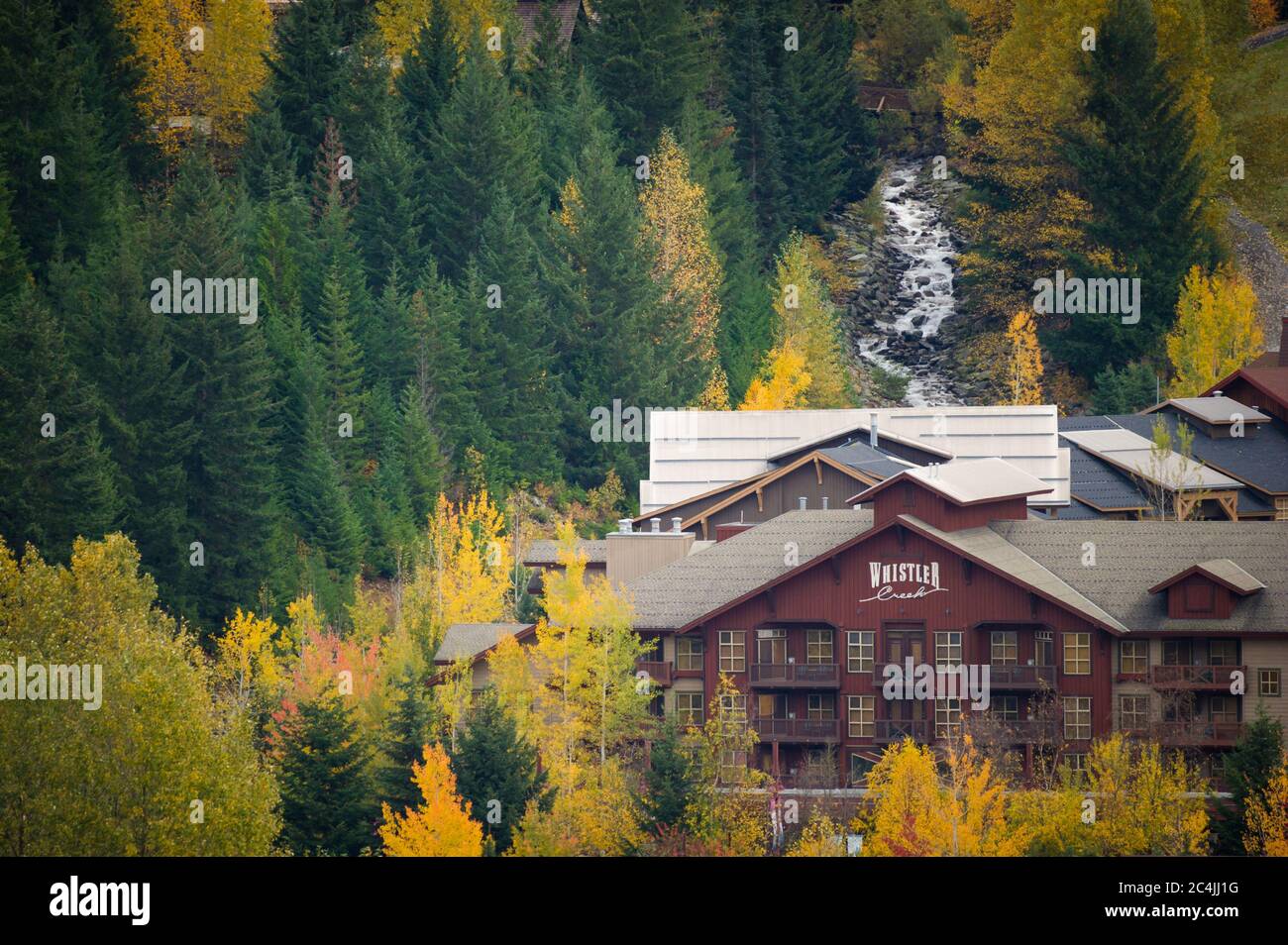 Whistler, BC, Canada: Whistler Creekside in fall – Stock Photo Stock Photo