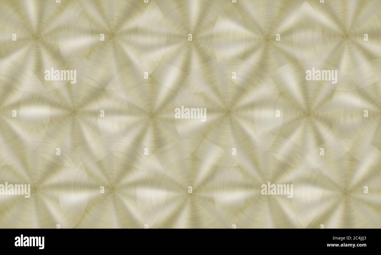 Abstract shiny metal background with circular brushed texture in golden colors Stock Vector