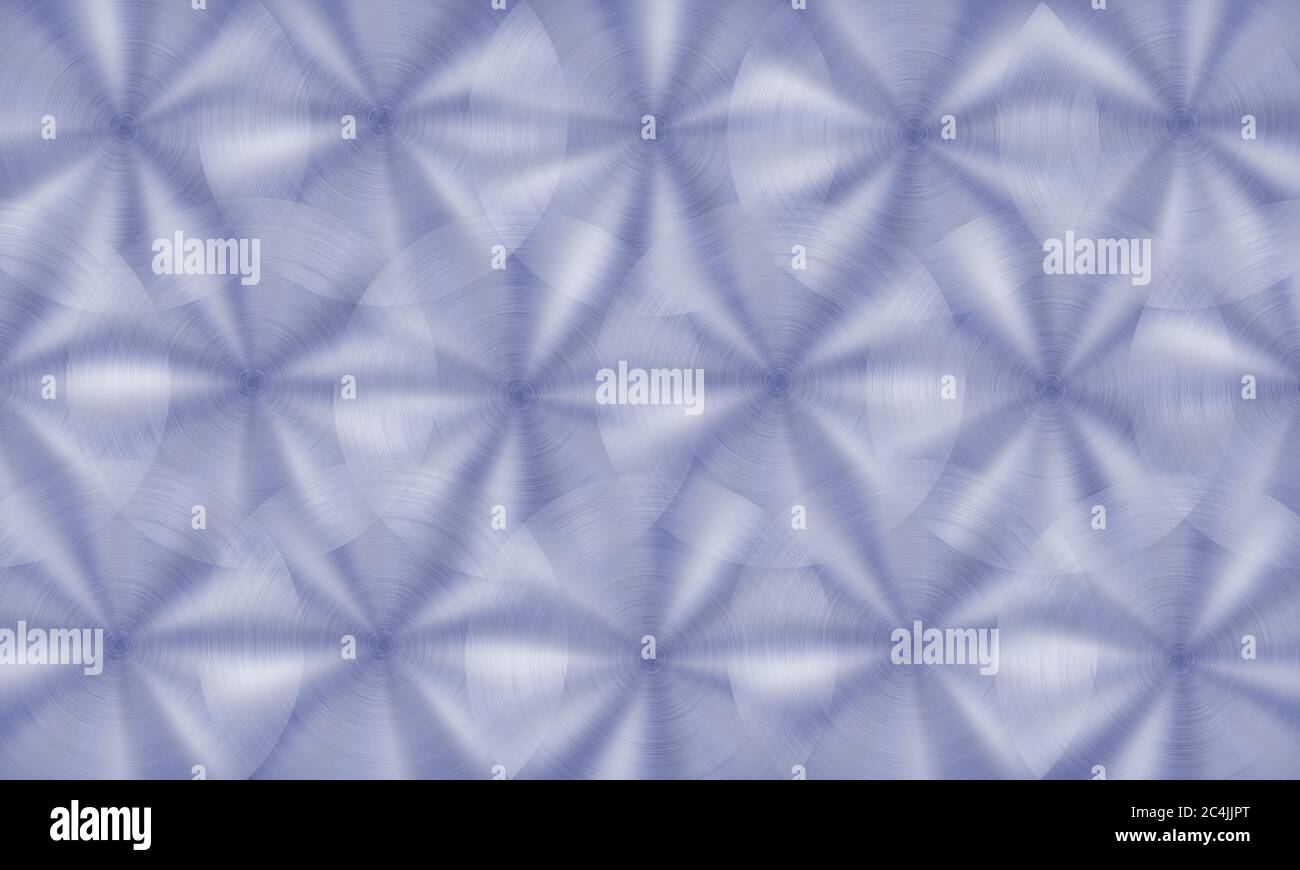 Abstract shiny metal background with circular brushed texture in blue ...