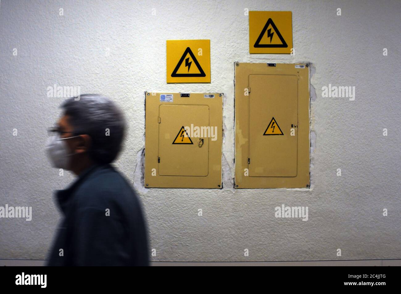 Electrical risk signal for use within the workplace Stock Photo