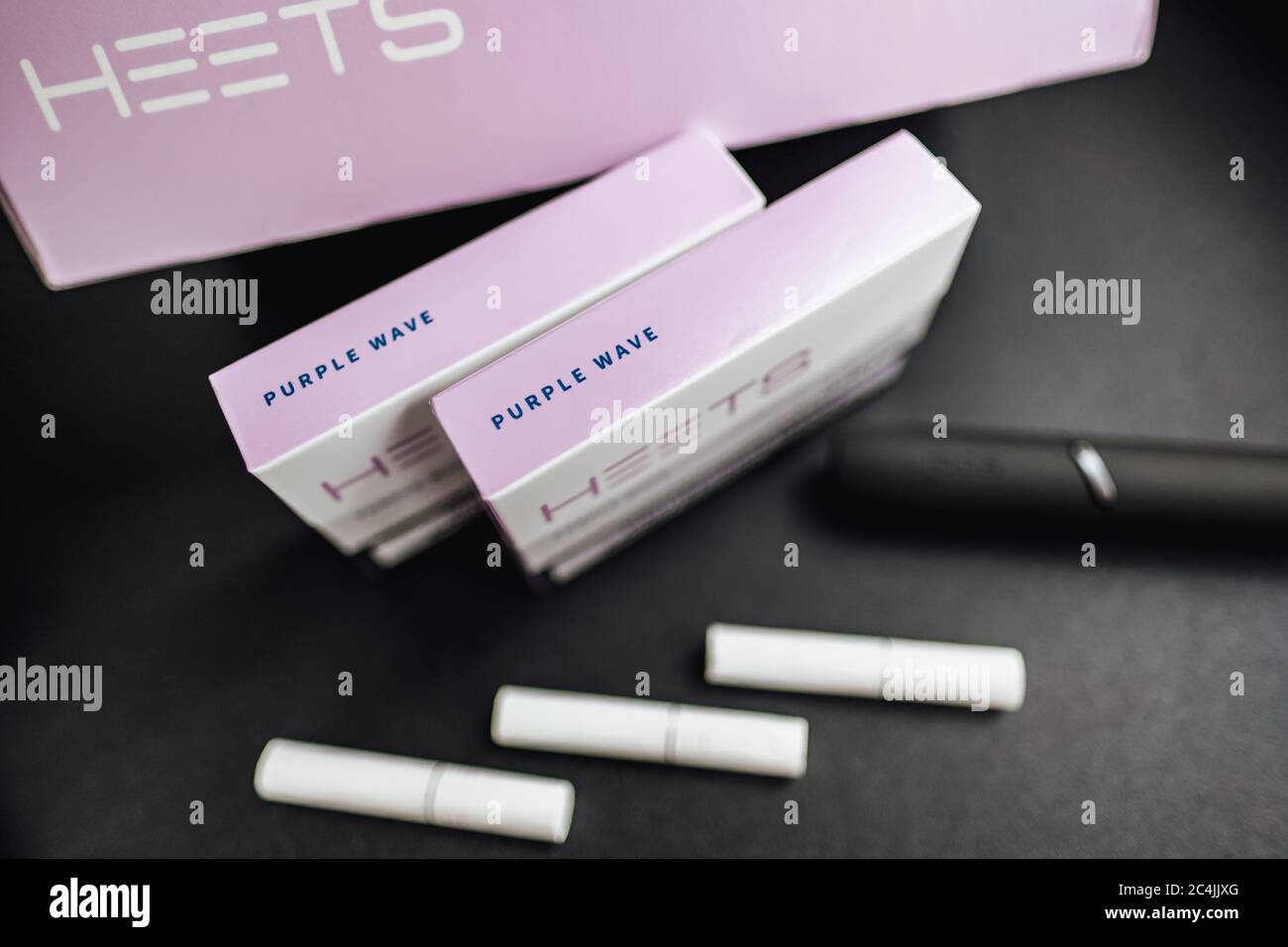 Heating tobacco sticks New box Heets Purple Wave with iqos 3.0 Stock Photo  - Alamy