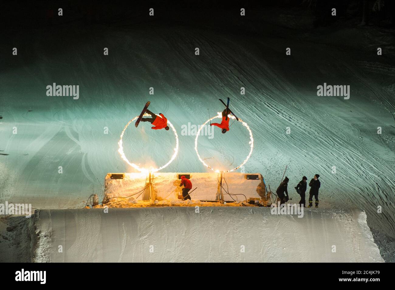 Whistler, BC, Canada New Year's Fire and Ice show Stock Photo Stock