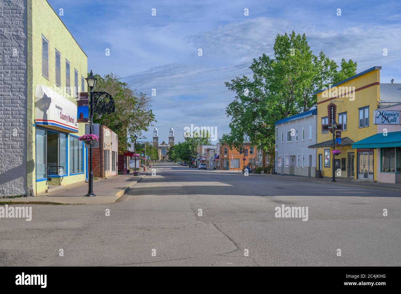 Gravelbourg, Saskatchewan, Canada June 23, 2020 Main Street view of