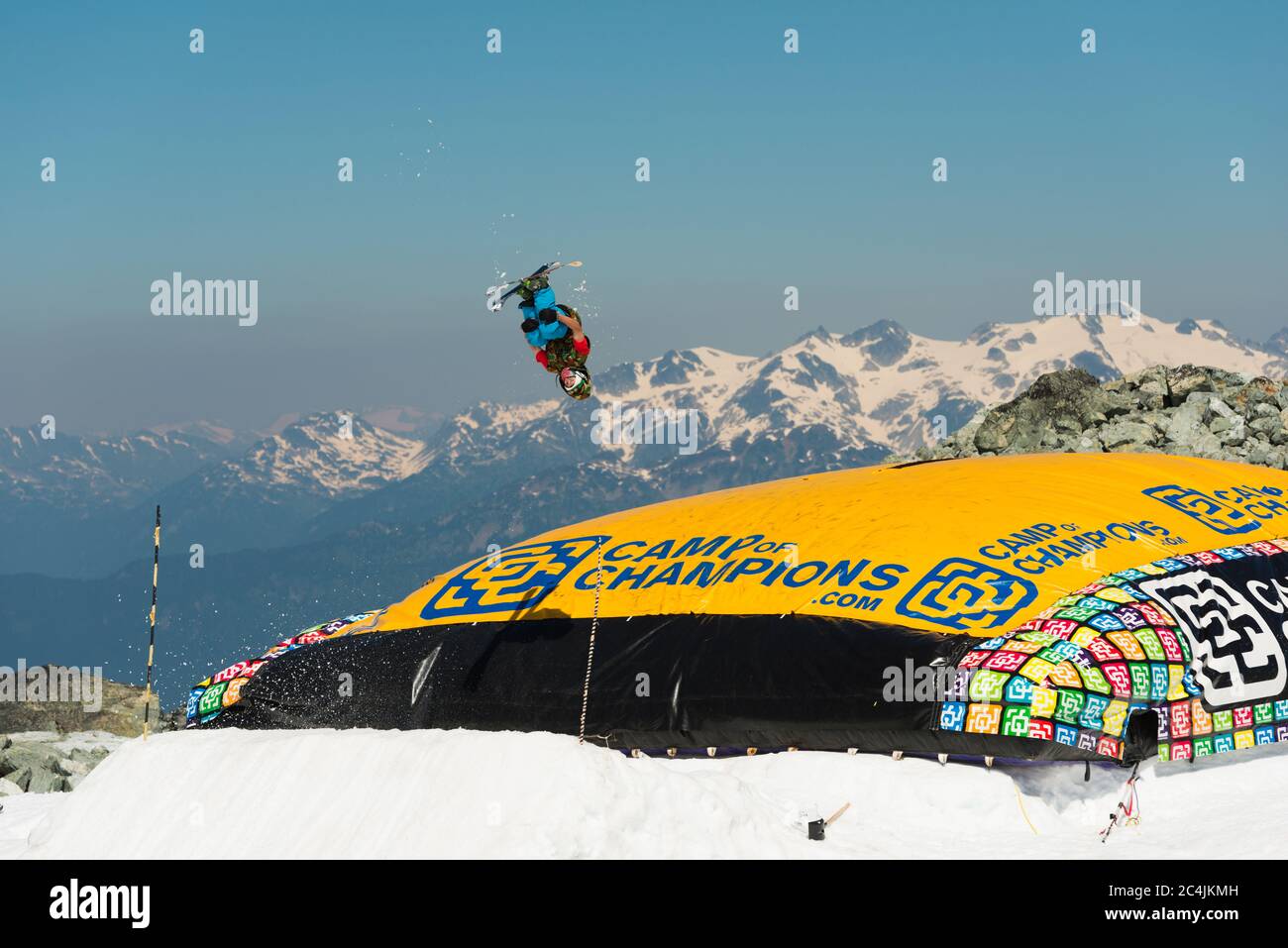 Whistler, BC, Canada: Summer glacier skiing at Camp of Champions - Stock Photo Stock Photo