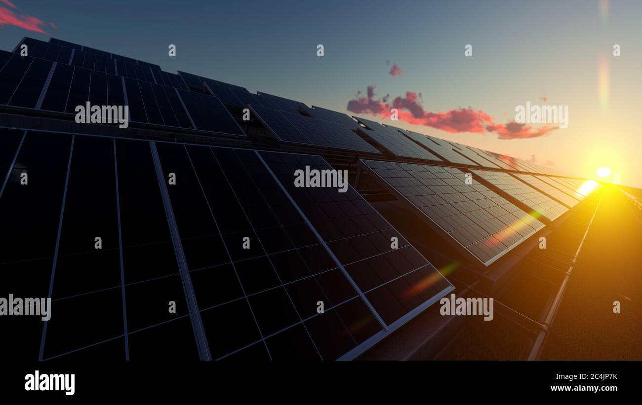 Solar Panel Farm under Dramatic Sky Stock Photo - Alamy