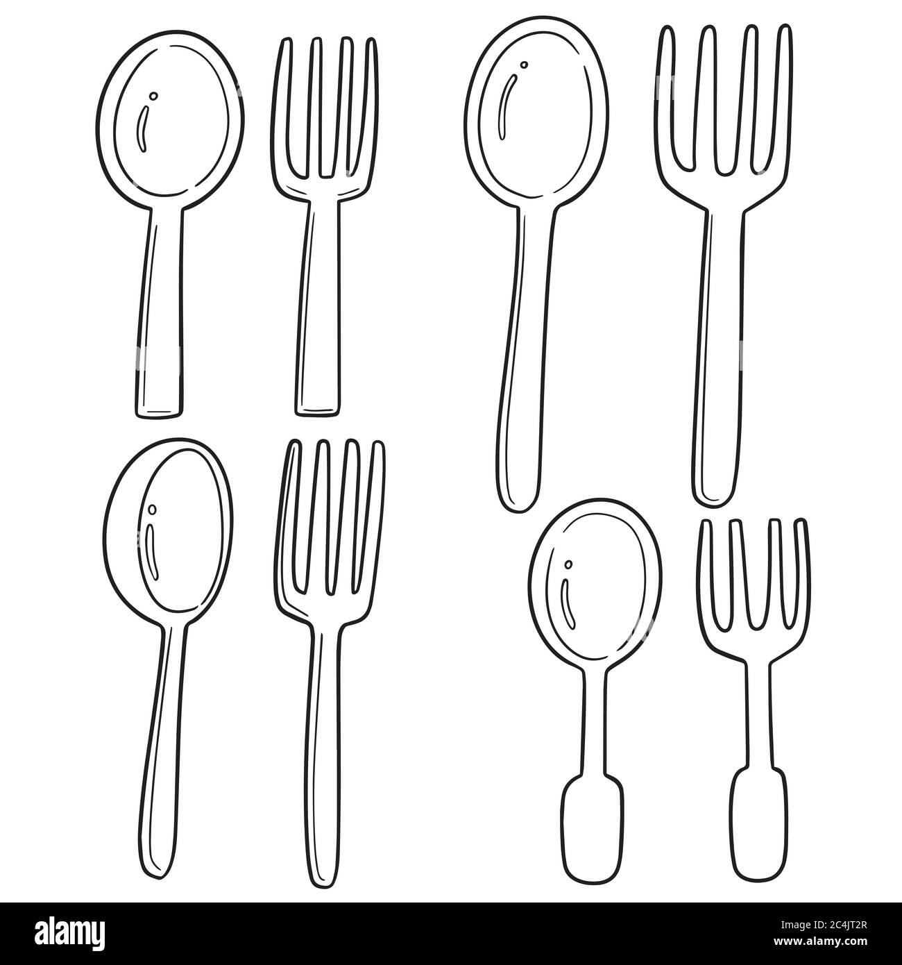 vector set of spoons and forks Stock Vector Image & Art Alamy