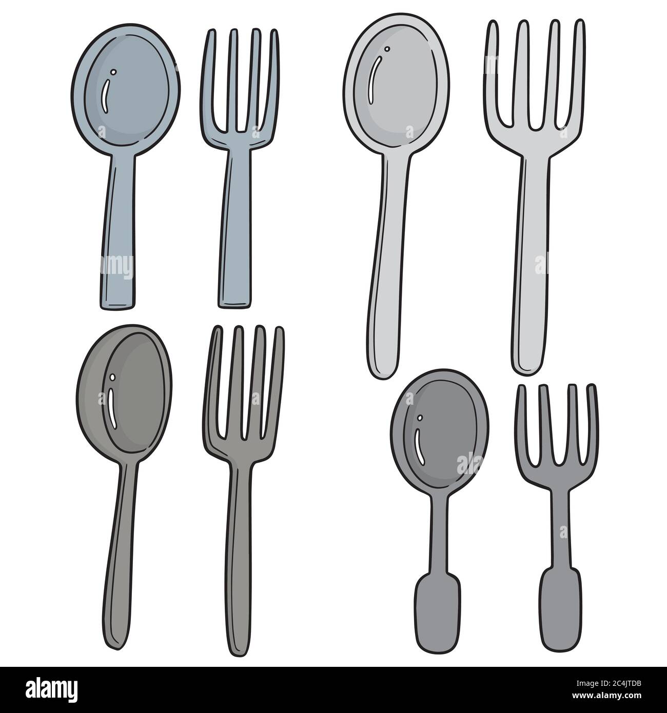 vector set of spoons and forks Stock Vector Image & Art Alamy
