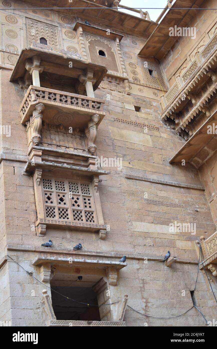 inside the Jaisalmer Fort that emanates the glow of yellow sandstone that the Golden City Stock Photo