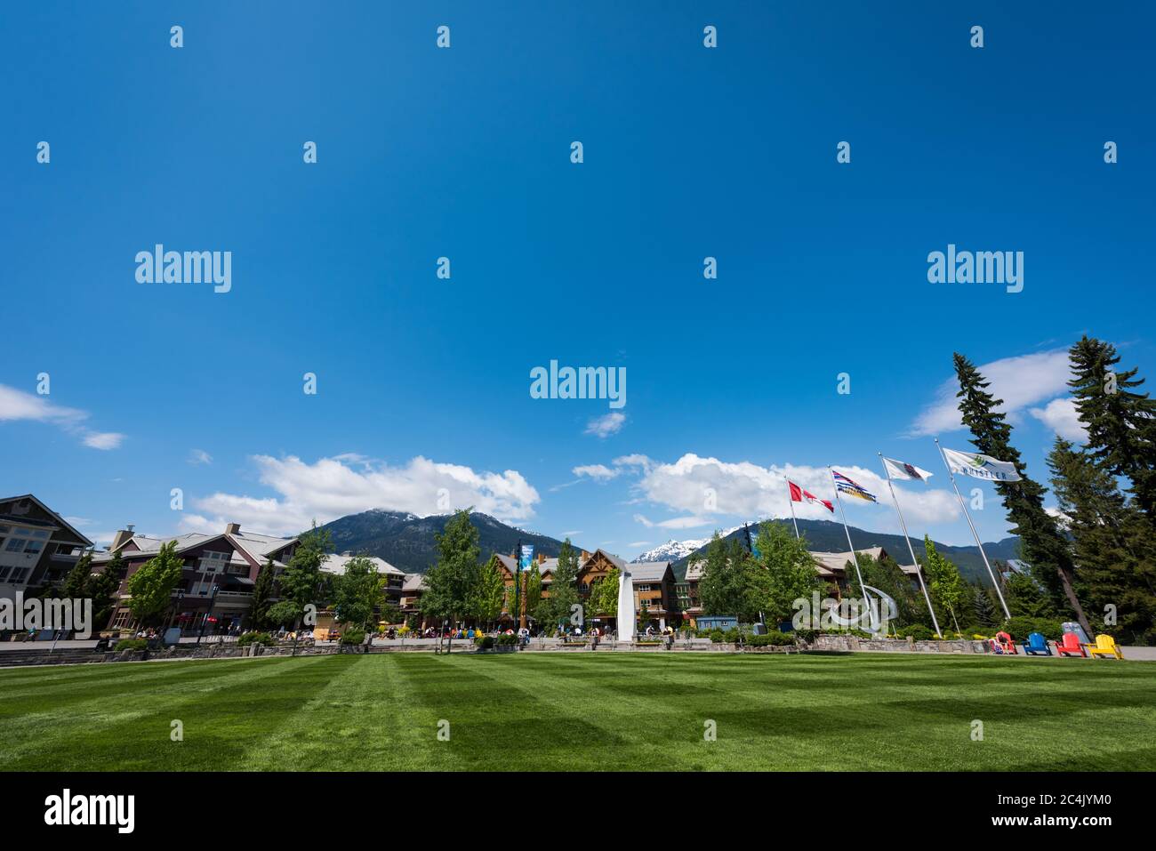 Whistler, BC, Canada: Olympic Plaza in summer - Stock Photo Stock Photo