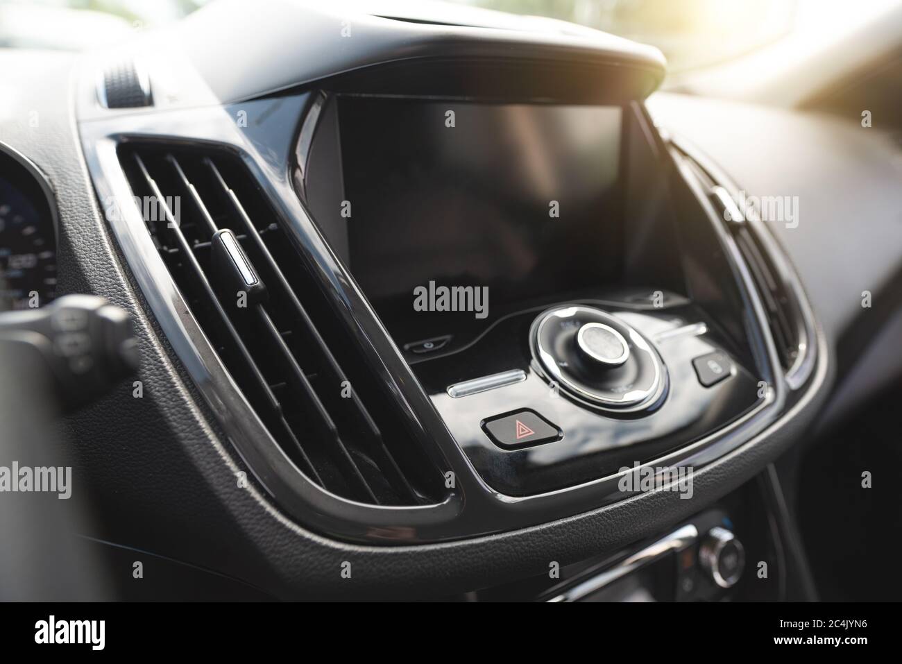 Car air conditioning, cooling system. Interior of a modern car Stock