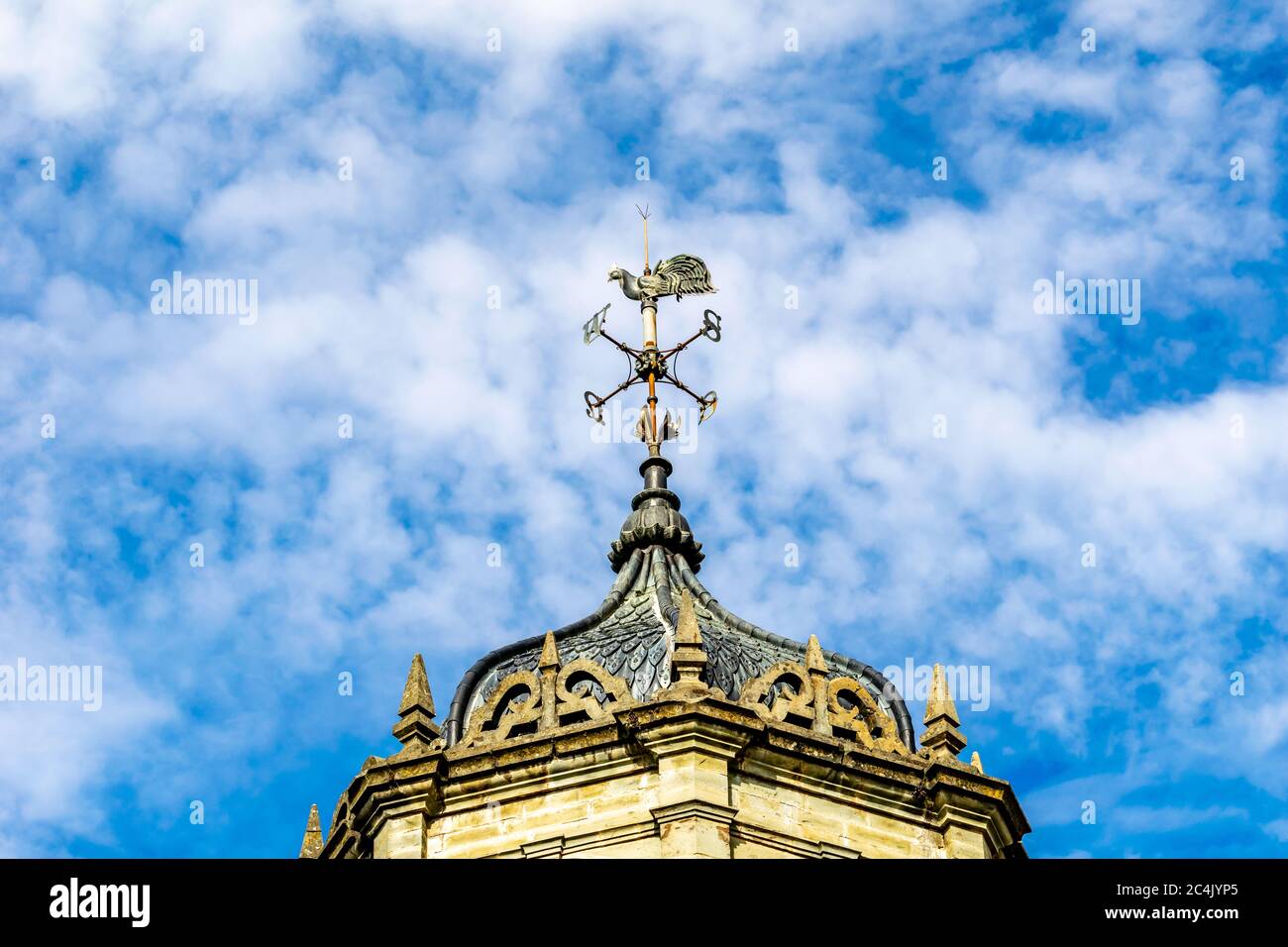 The rooster wind vane on the roof of Viceregal Lodge Shimla, India Stock Photo