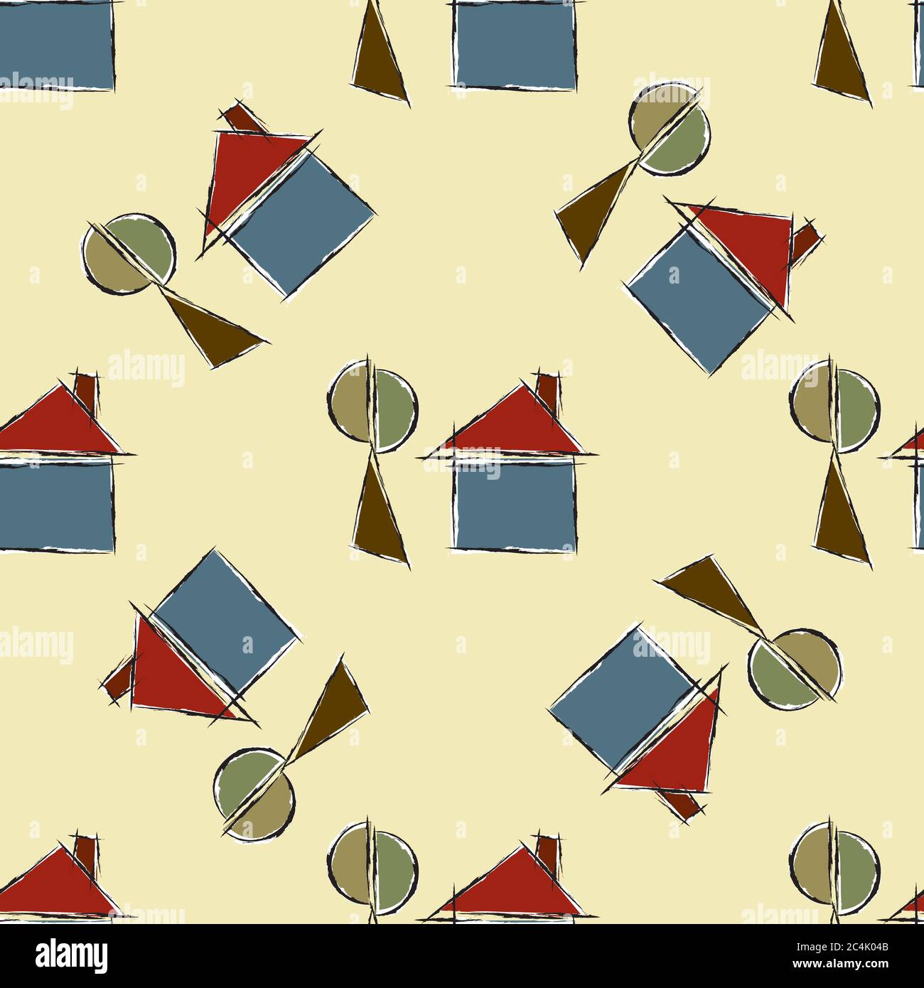 Seamless pattern with countryside house Stock Vector