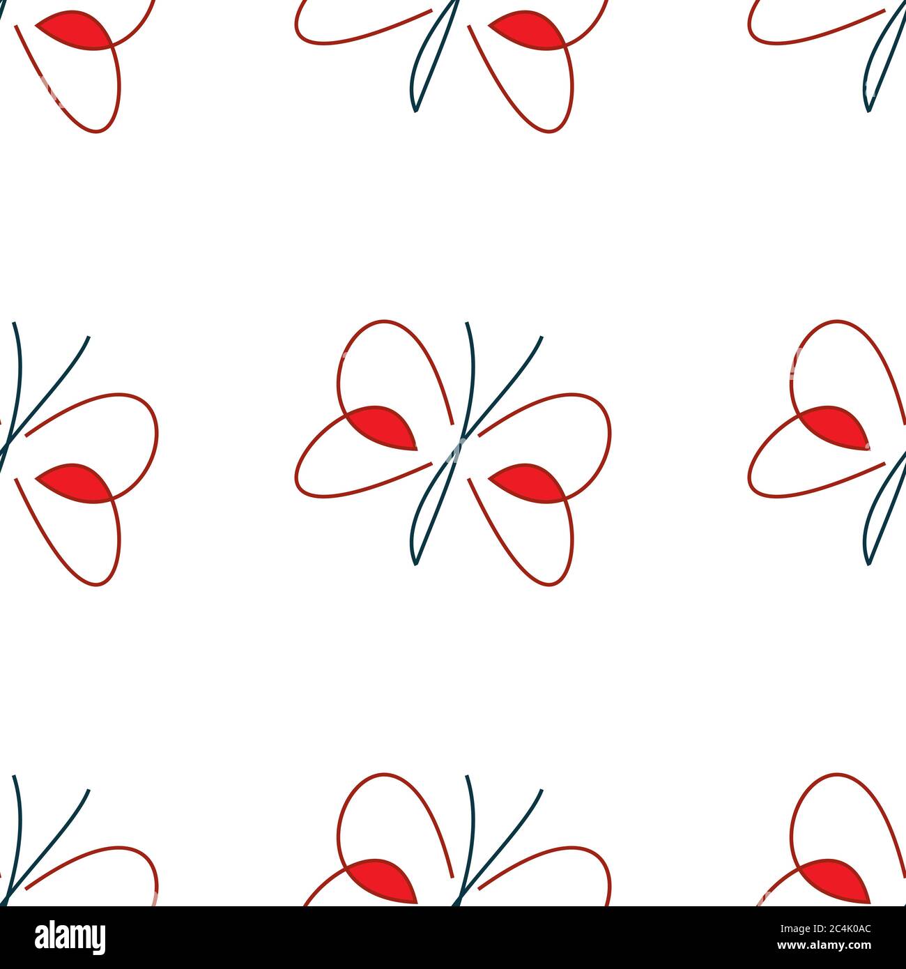 Seamless pattern with red butterfly Stock Vector