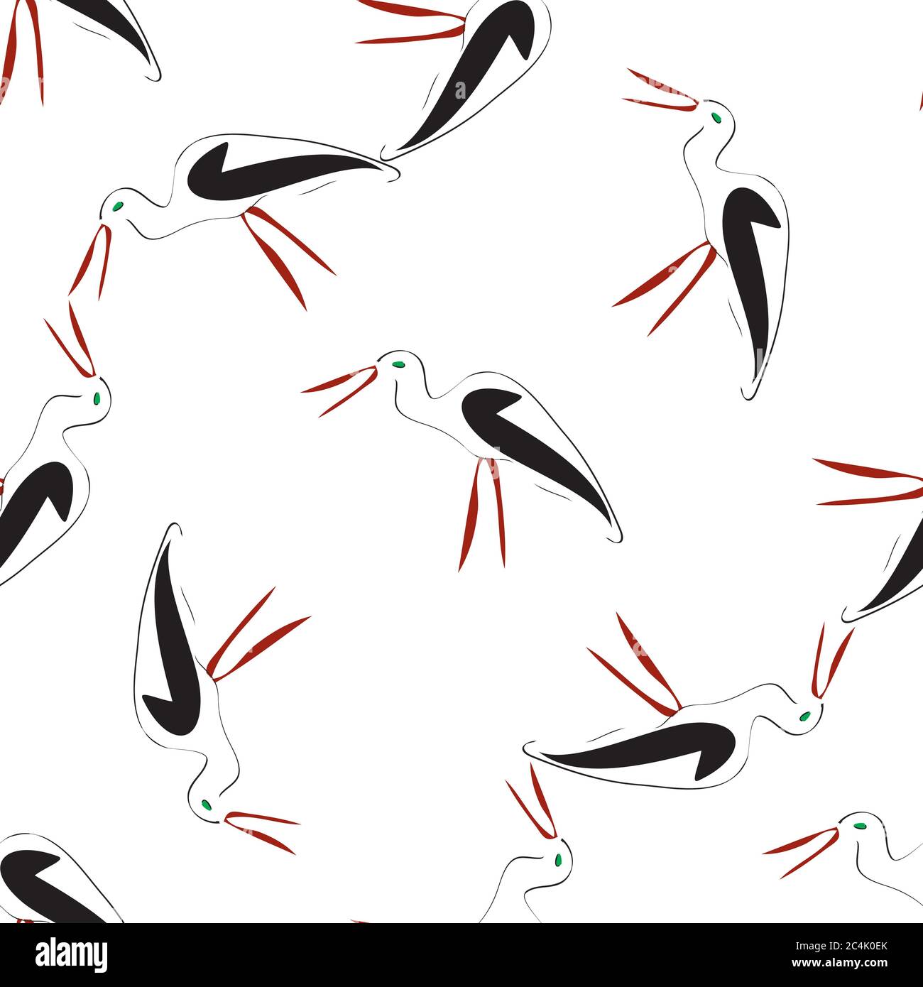 seamless pattern with white stork Stock Vector