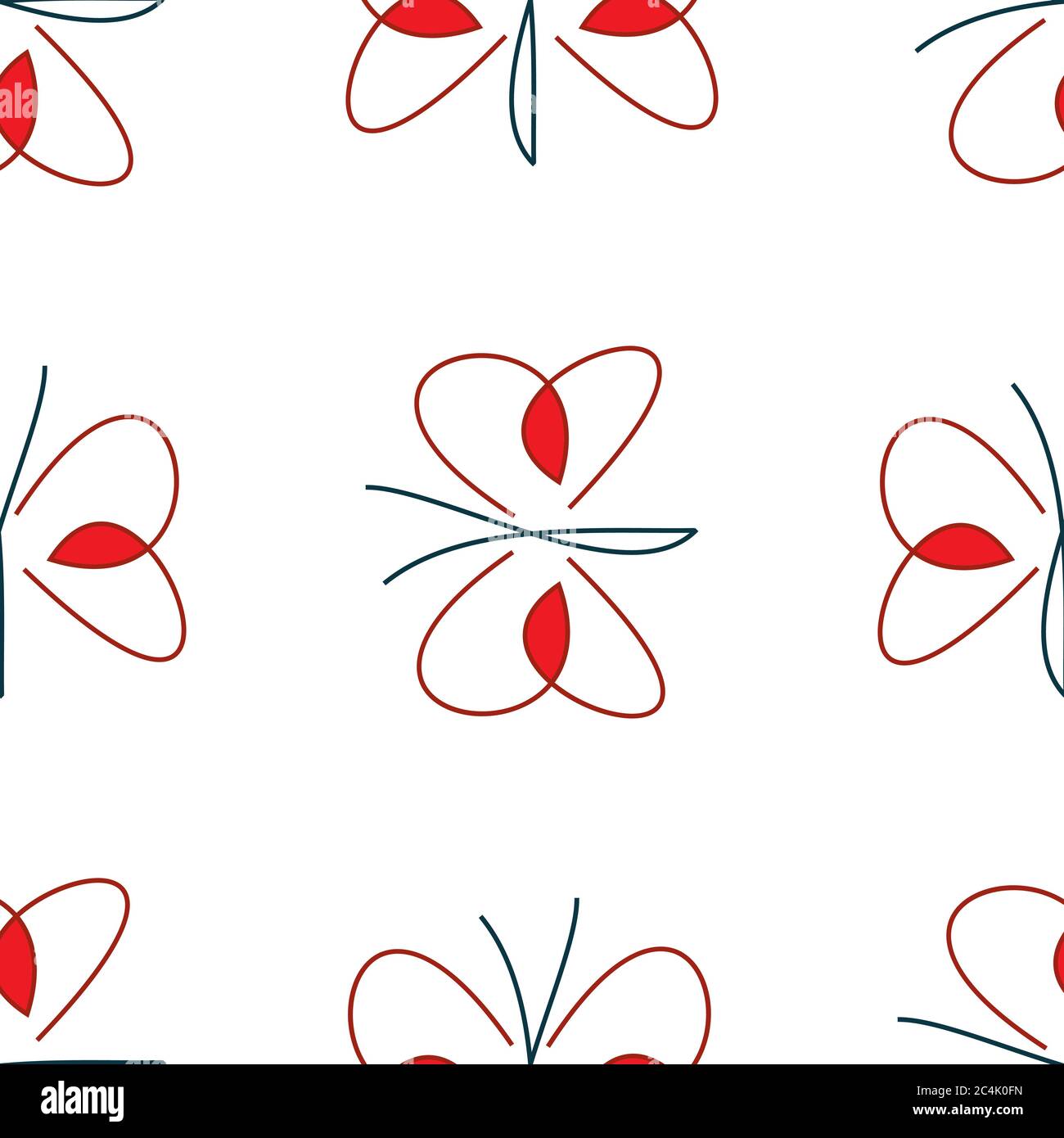 Seamless pattern with red butterfly Stock Vector