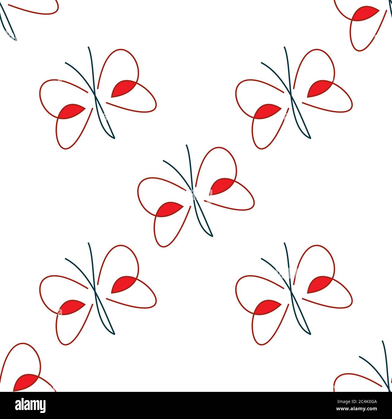 Seamless pattern with red butterfly Stock Vector