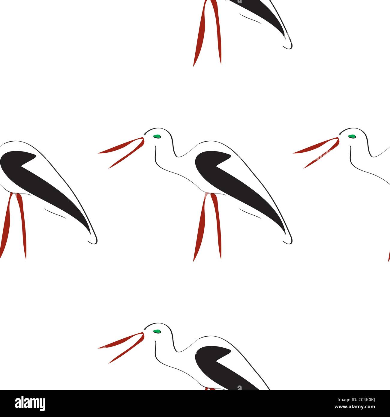 seamless pattern with white stork Stock Vector