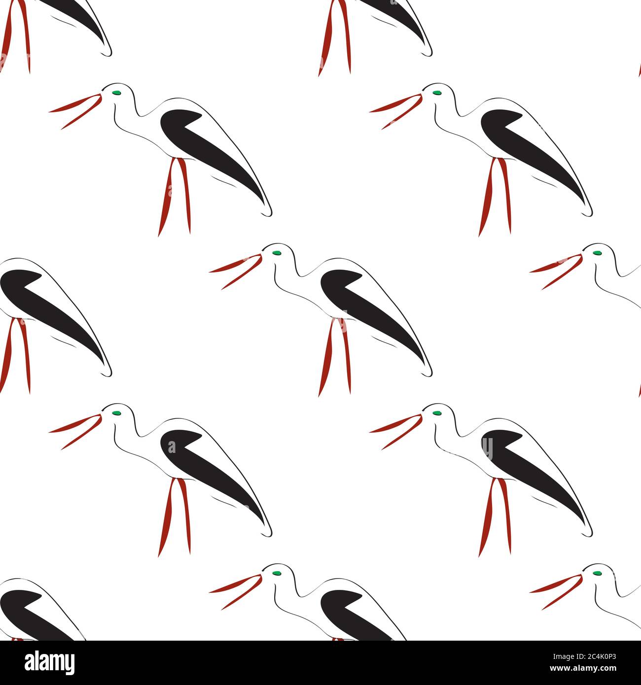 seamless pattern with white stork Stock Vector