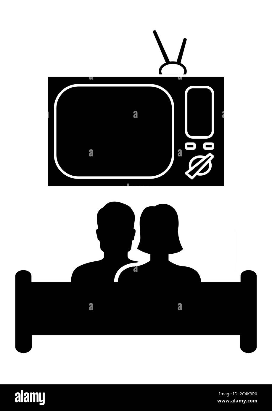 Man and woman watching TV while sitting on a sofa. Stock Vector