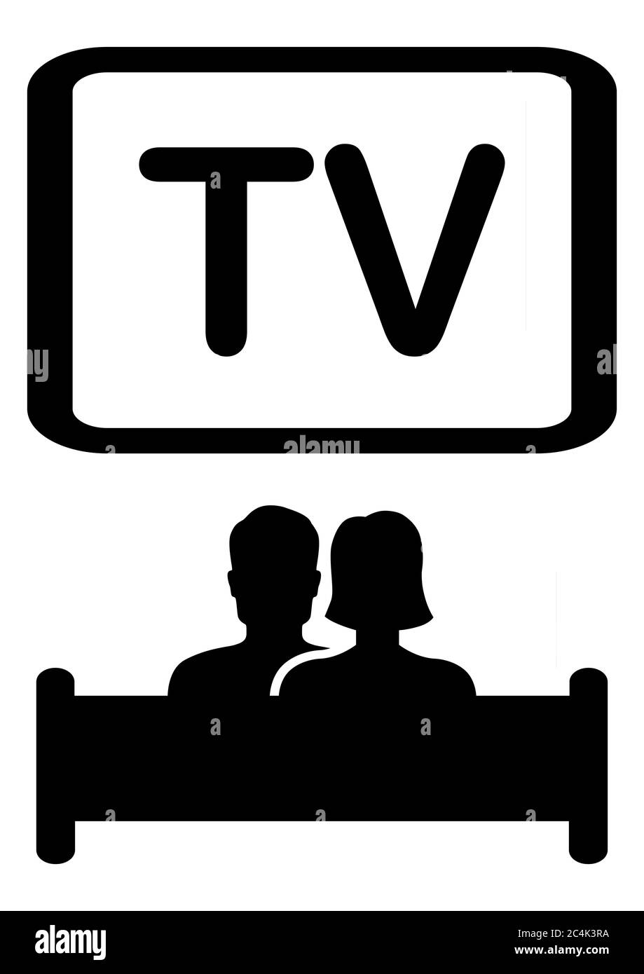 Man and woman watching TV while sitting on a sofa. Stock Vector