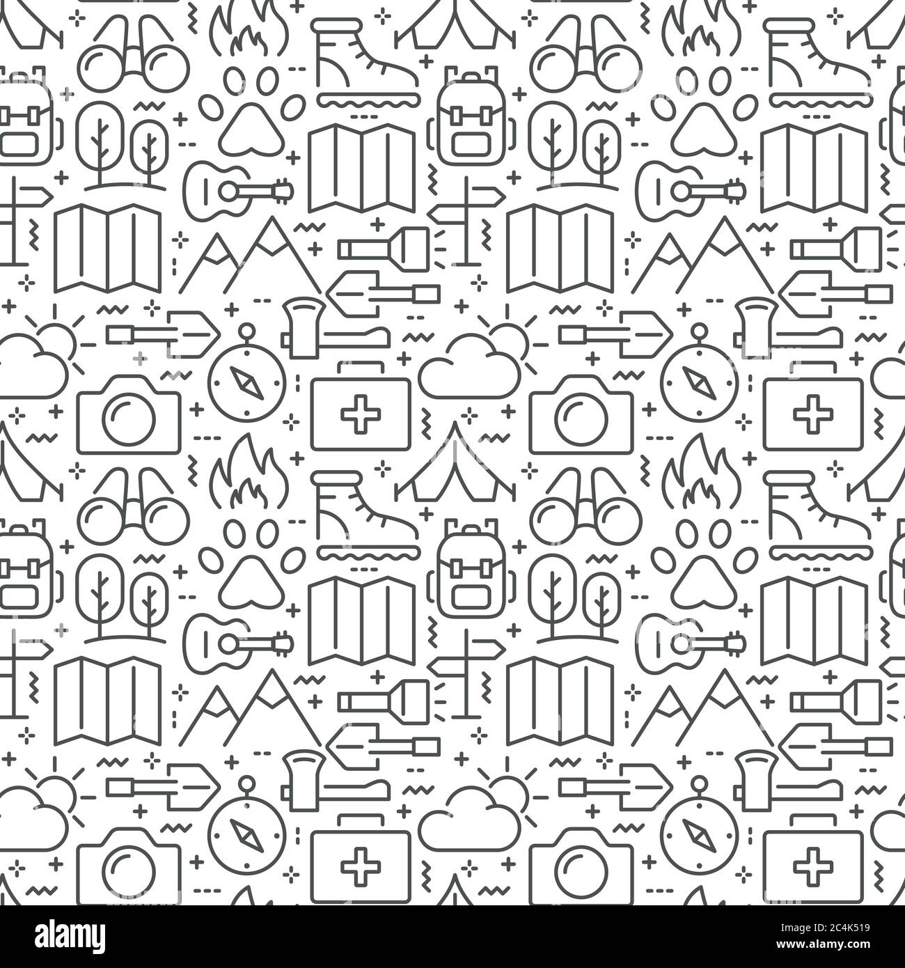 Campimg and hiking seamless pattern. Vector eps 8 Stock Vector