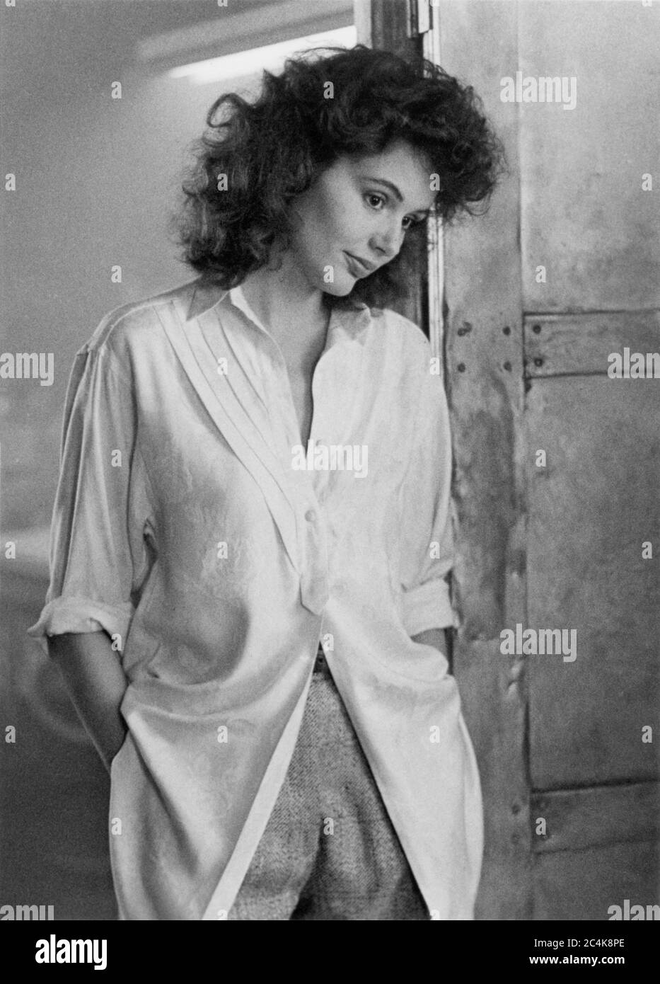 Geena Davis, on-set of the Film, 'The Fly', photo by Attila Dory, 20th Century-Fox, 1986 Stock Photo