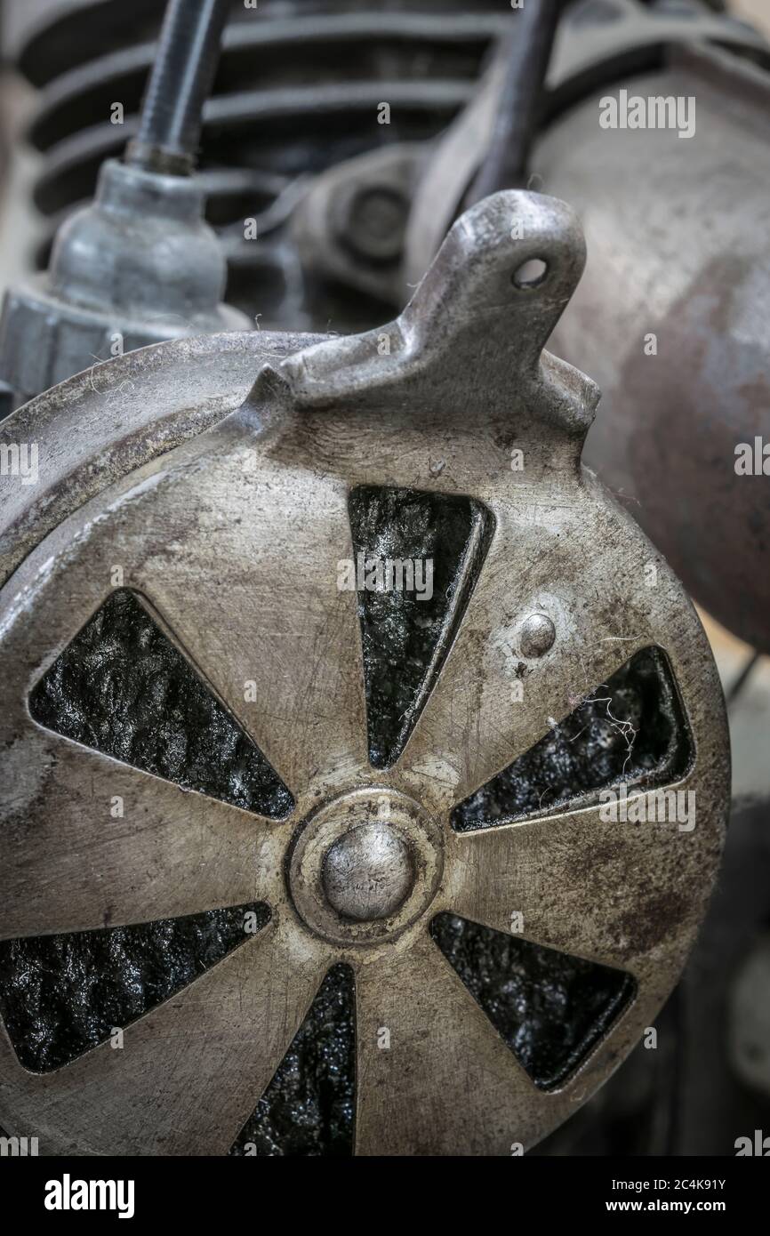 air filter of a historic bike engine Stock Photo Alamy