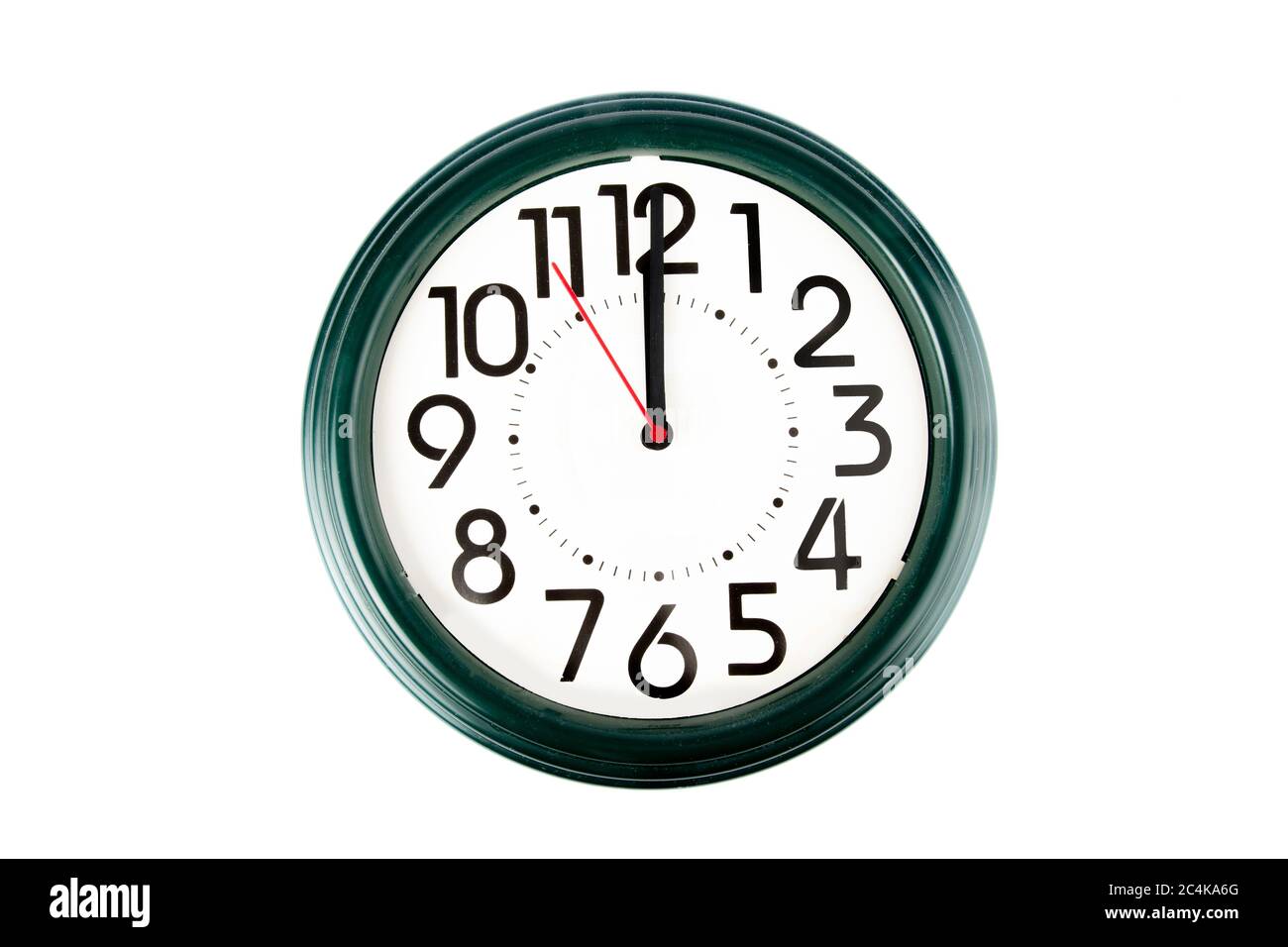 high noon or midnight at twelve o'clock on a clock with large numbers Stock Photo
