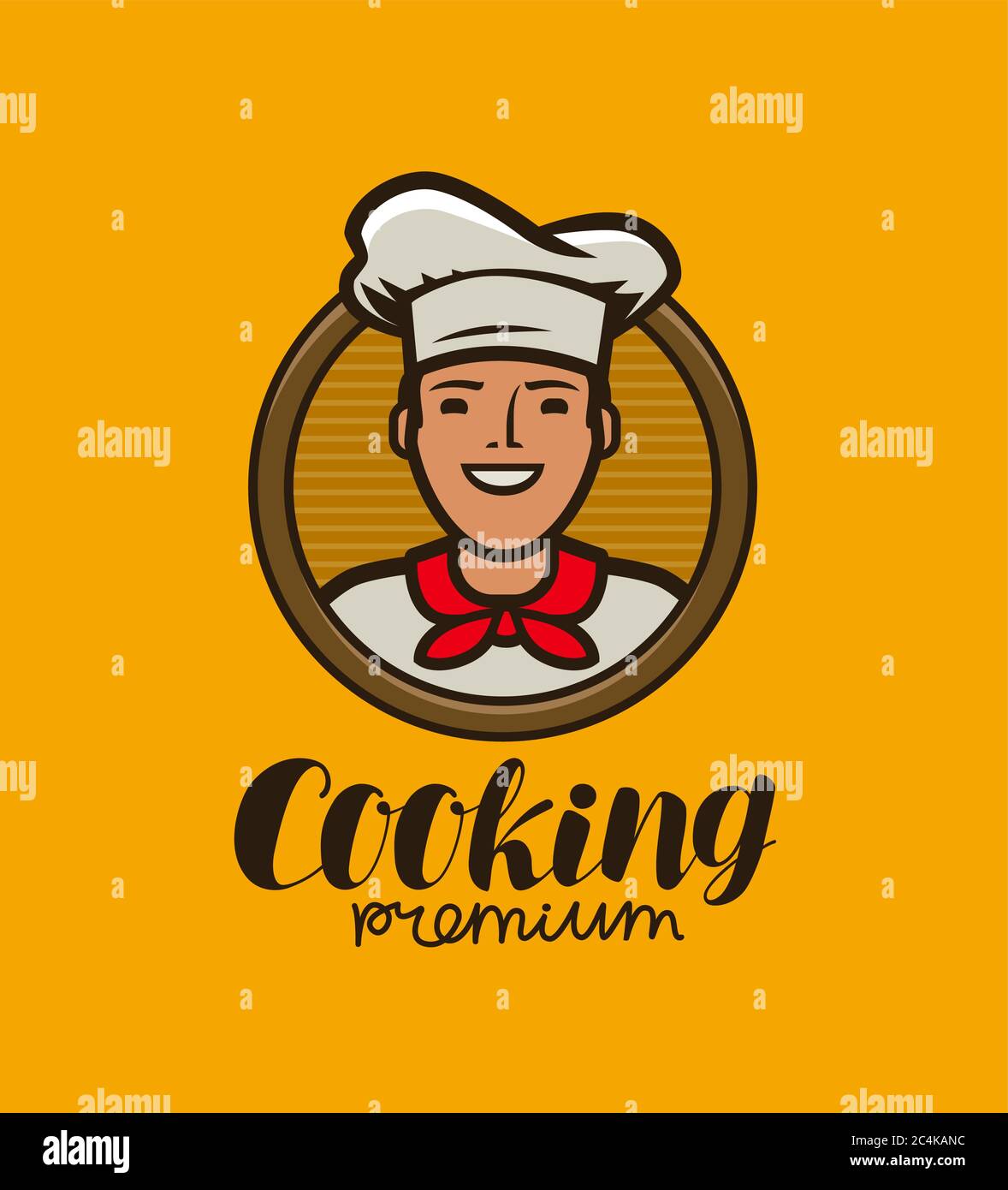 Happy chef in hat logo. Menu design for cafe and restaurant Stock