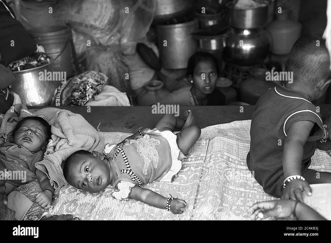 2000 children were rendered homeless by the eviction, many of them as young as a few months. At least two pregnant women gave birth after becoming hom Stock Photo