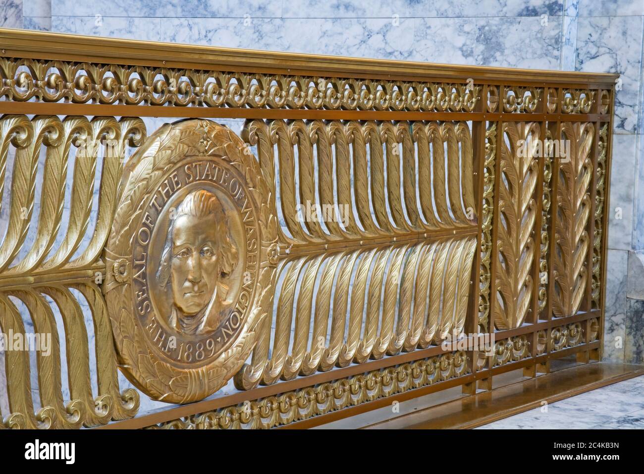 Capitol Railing State Seal on railing, State Capitol, Olympia, Washington State, USA ...