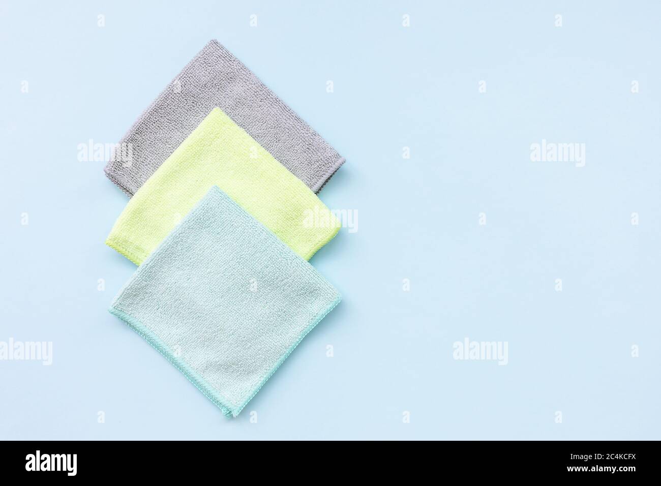 Three new microfiber cloth for cleaning and dusting Stock Photo