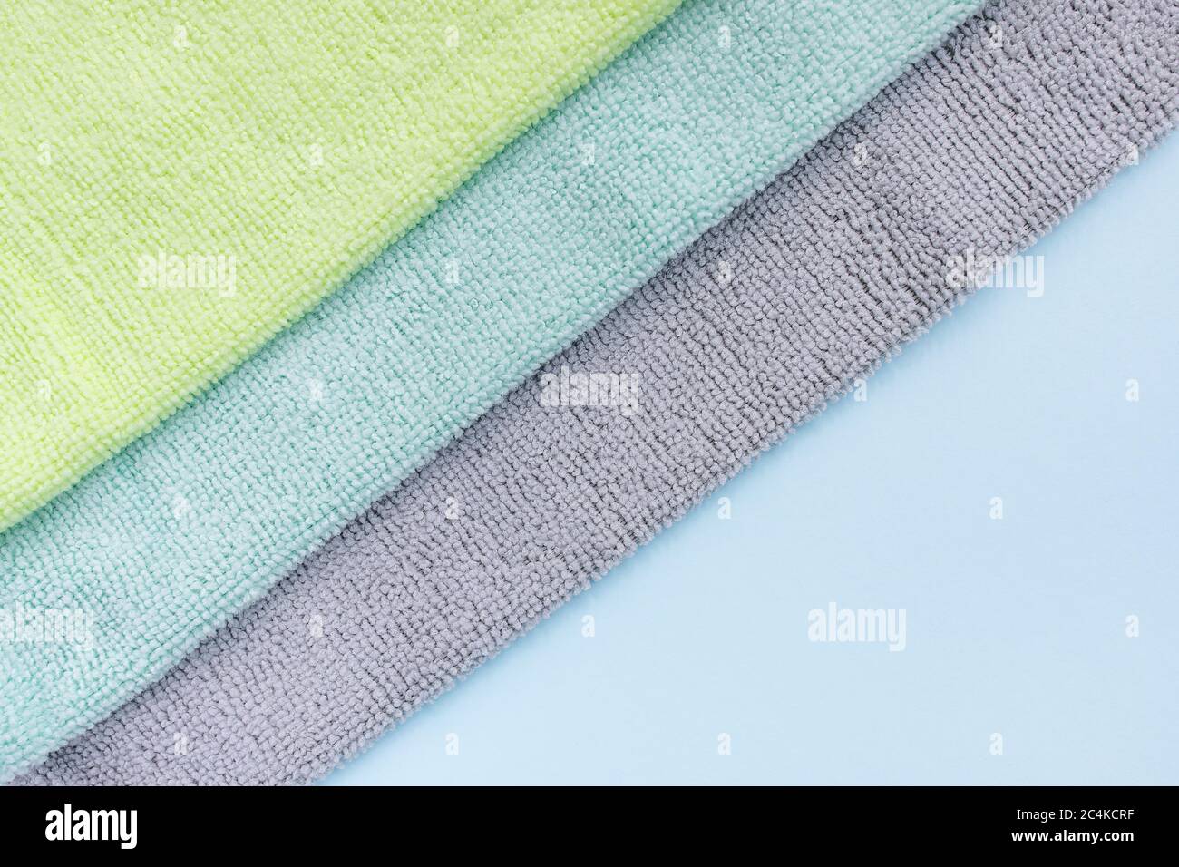 Three new microfiber cloth for cleaning and dusting Stock Photo